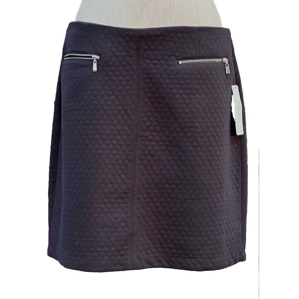NWT $149 Laundry by Shelli Segal Quilted Skirt with Zip Pockets Sz 12